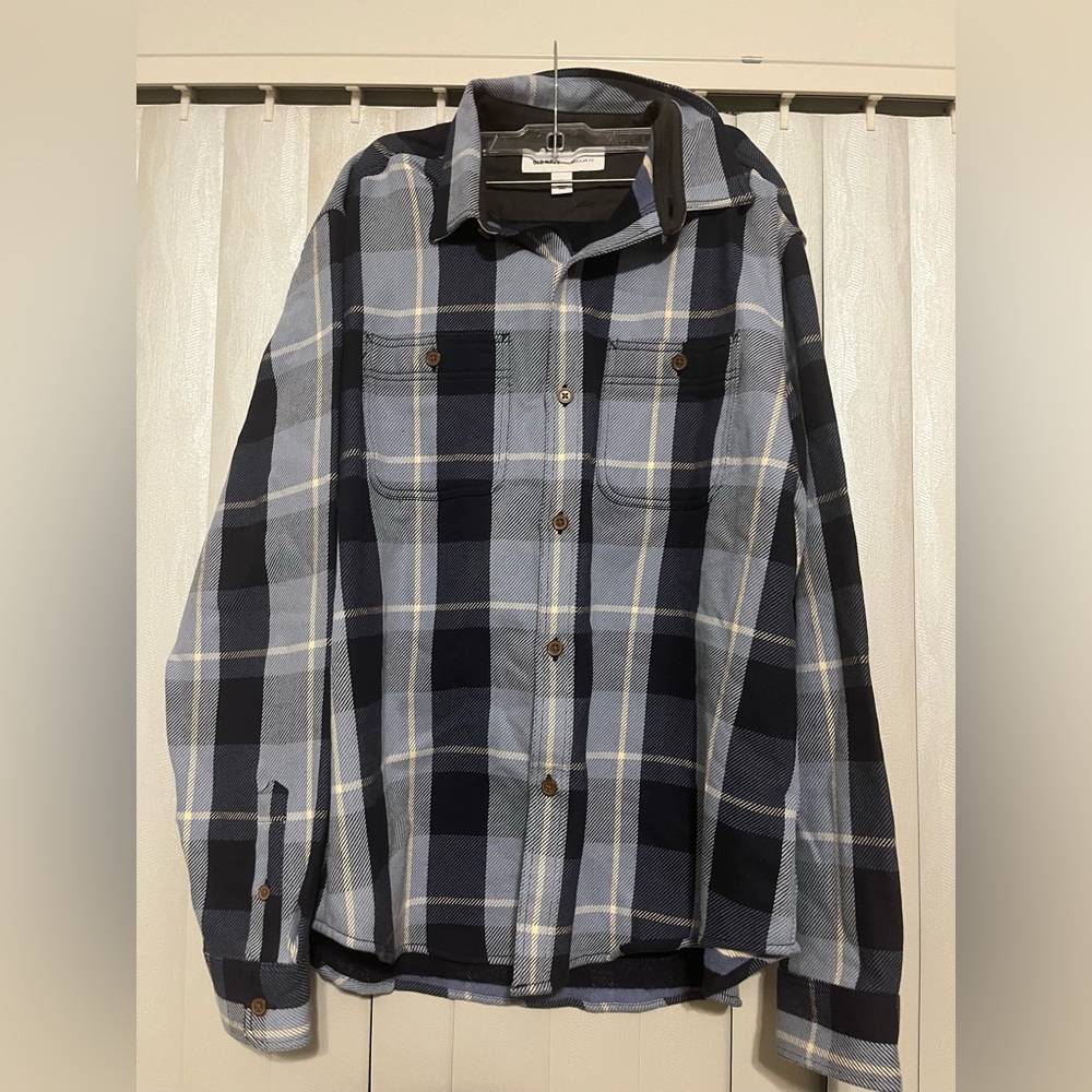 Regular-Fit Heavyweight Twill Blue Plaid flannel shirt